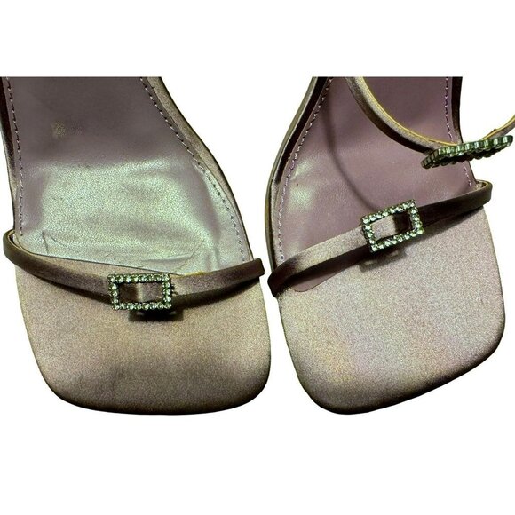 Steve Madden Aislinn Lilac Satin Strappy Rhinestone Detail Slip-On Sandals 6.5M - Picture 7 of 11